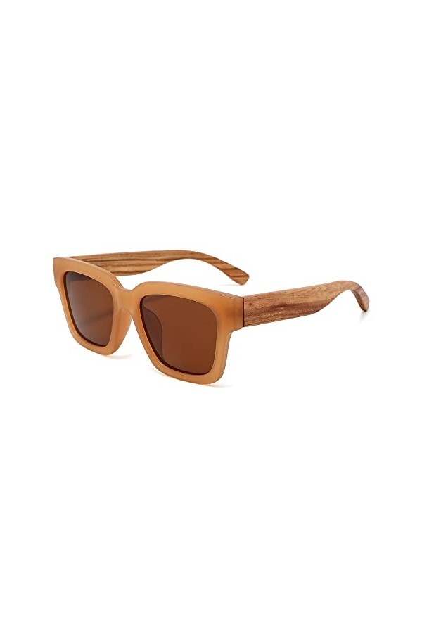 Coloseaya Lunettes de soleil femmes et hommes Dark Wood Premium Polarized true Wood Bow uv400 lunettes de soleil Brun Gris 