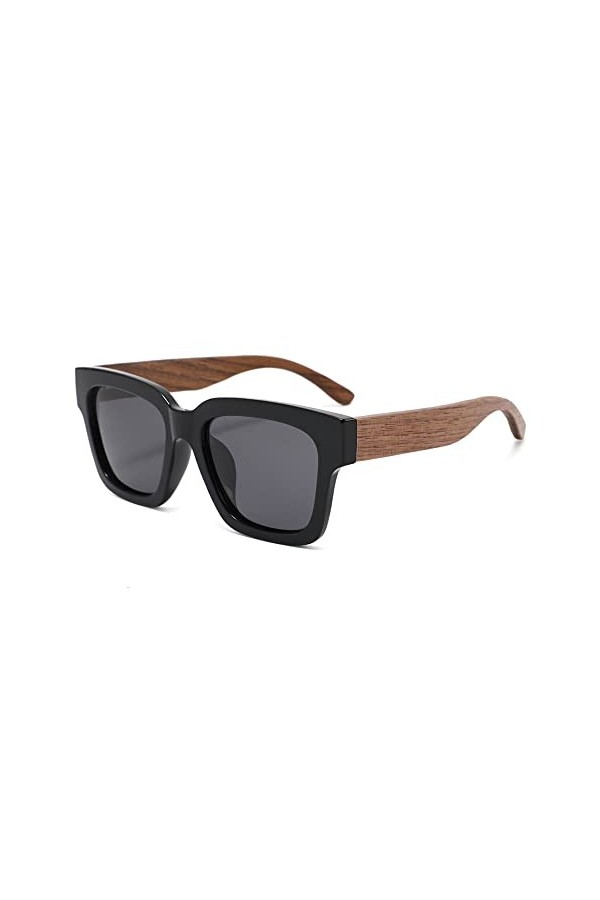 Coloseaya Lunettes de soleil femmes et hommes Dark Wood Premium Polarized true Wood Bow uv400 lunettes de soleil Brun Gris 