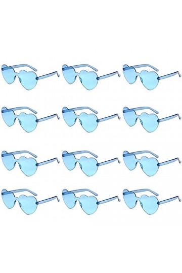 12pcs Lunettes de Soleil Coeur damour, Lunettes de Soleil sans Monture en Forme de Coeur, Lunettes de Soleil sans Monture en