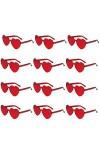 12pcs Lunettes de Soleil Coeur damour, Lunettes de Soleil sans Monture en Forme de Coeur, Lunettes de Soleil sans Monture en