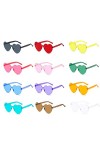 12pcs Lunettes de Soleil Coeur damour, Lunettes de Soleil sans Monture en Forme de Coeur, Lunettes de Soleil sans Monture en