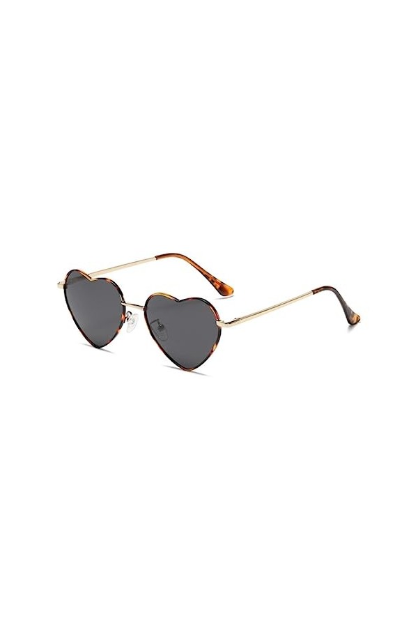 RUNHUIS Lunettes de soleil polarisées en forme de cœur pour homme et femme - Style hippie vintage - Pour festival, fête, fest