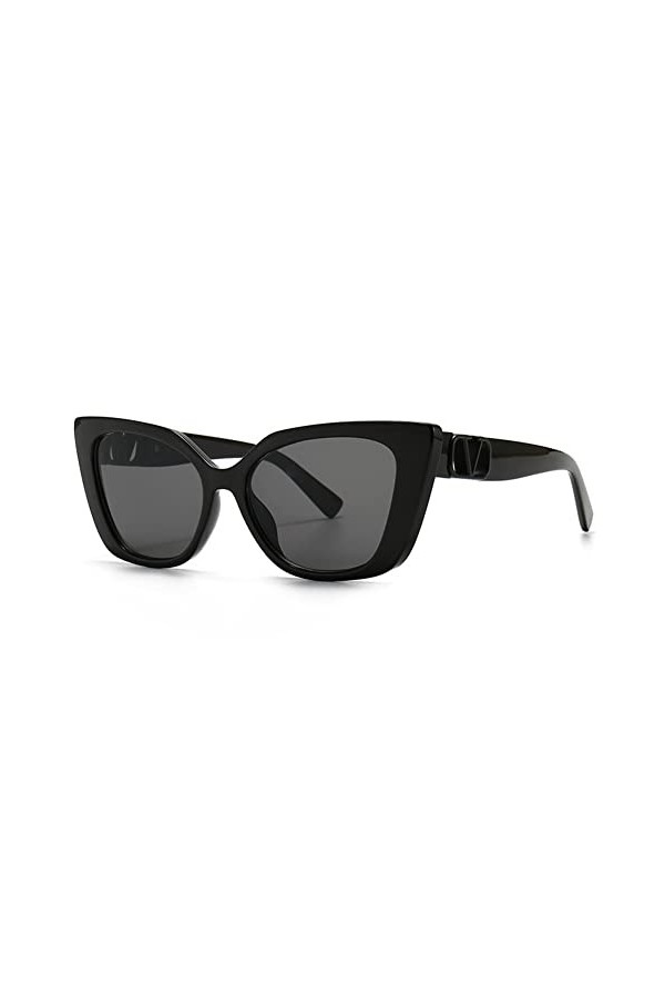 OGOBVCK rétro femmes lunettes de soleil rectangulaires à la mode étroites avec de protection uv400 Black 
