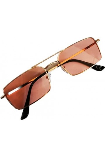 Vintange Sunglasses LUNETTES DE SOLEIL RECTANGLE CADRE EN MÉTAL OR RECTANGLE NOUVELLE MODE ÉTÉ 24 Uv400, rose, Medium