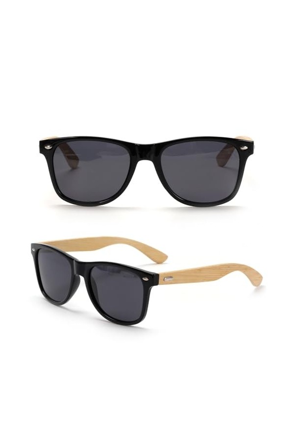 VANANA Lunettes de soleil classiques rétro vintage avec monture carrée noire pour homme et femme - Pour la pêche, la conduite