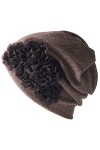 Bonnet Echarpe Bandana Cheveux Femme - Turban Fleur 3 En 1 Beanie Bandeau Foulard Chimio Multi-usages Circulaire Brun