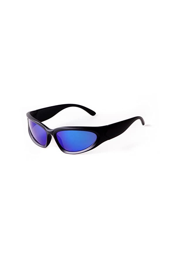 ADEWU Y2K Lunettes de soleil de sport unisexes rapides pour homme et femme Protection UV400, Étoiles, grises et blanches