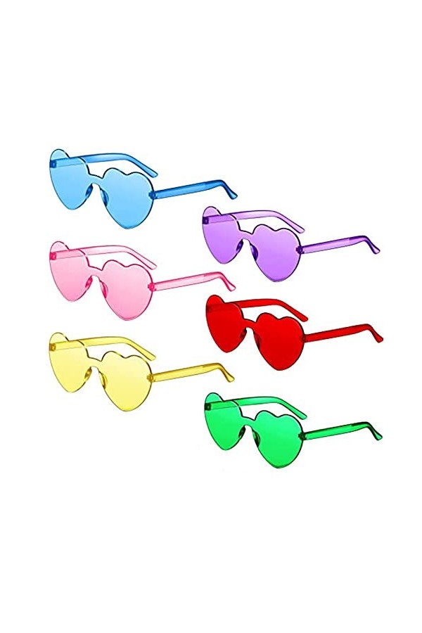 FVIZAL Lot de 6 paires de lunettes de soleil en forme de cœur vintage pour filles et femmes, lunettes de soleil fantaisie en 