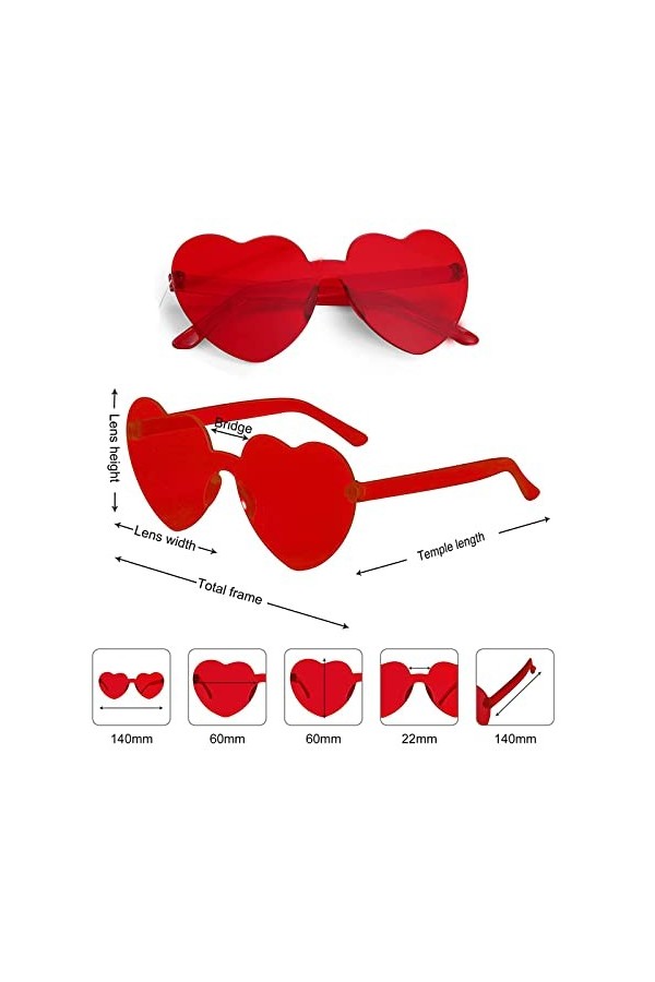 FVIZAL Lot de 6 paires de lunettes de soleil en forme de cœur vintage pour filles et femmes, lunettes de soleil fantaisie en 