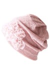 Bonnet Echarpe Bandana Cheveux Femme - Turban Fleur 3 En 1 Beanie Bandeau Foulard Chimio Multi-usages Circulaire Brun