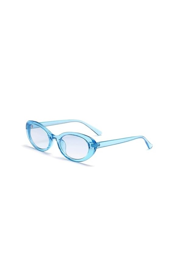 WDZAYXC Lunettes de soleil ovales vintage avec petit cadre, belles lunettes, bleu