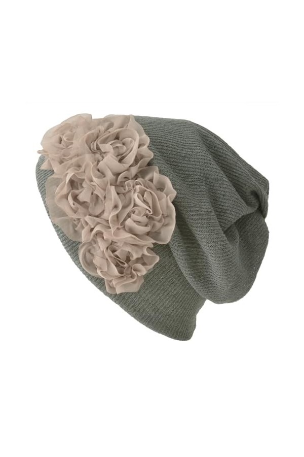 Bonnet Echarpe Bandana Cheveux Femme - Turban Fleur 3 En 1 Beanie Bandeau Foulard Chimio Multi-usages Circulaire Brun
