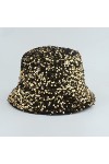 NA Chapeau de pêcheur Chapeau De Pêcheur Seau Chapeau Réversible Plaid Léopard Bling Paillettes Chapeau De Pêcheur pour Femme