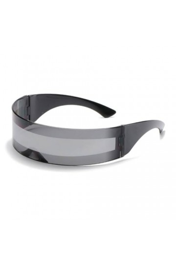 Lunettes de Soleil Surdimensionnées à Dessus Plat Femmes Hommes sans Monture Une pièce Lunettes de Soleil Femme Mode Miroir C