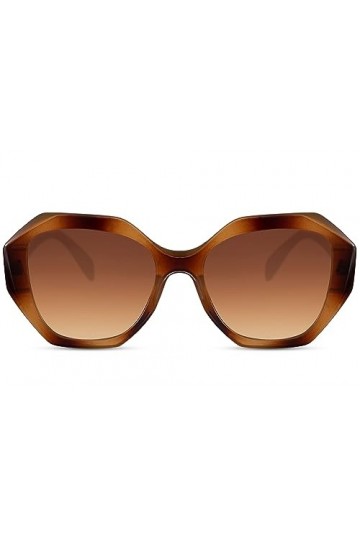 Cheapass Lunettes de soleil pour femme Style papillon moderne Protection UV400, Ca: 001 - Marron, Large