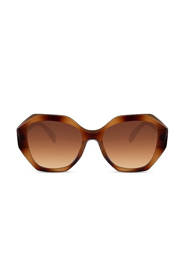 Cheapass Lunettes de soleil pour femme Style papillon moderne Protection UV400, Ca: 001 - Marron, Large