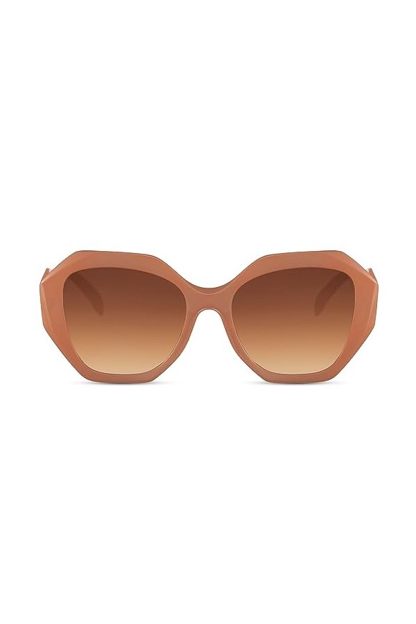 Cheapass Lunettes de soleil pour femme Style papillon moderne Protection UV400, Ca: 001 - Marron, Large