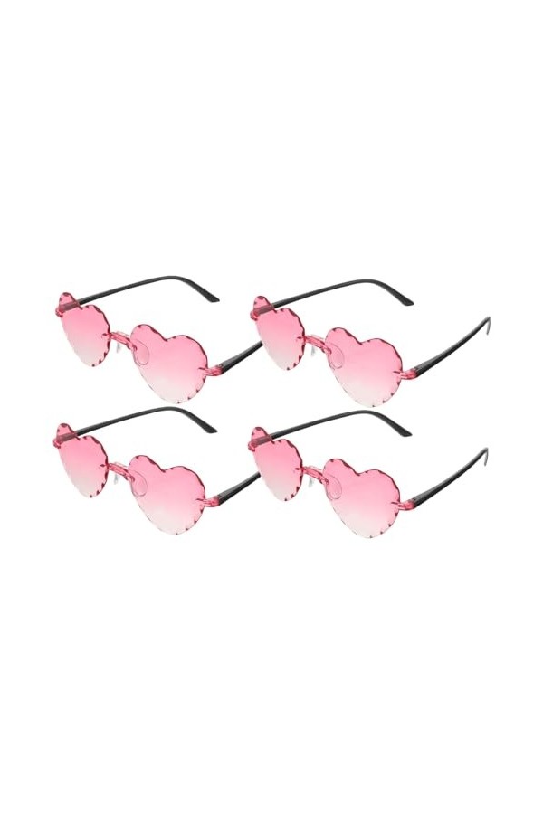 OATIPHO 4Pcs Lunettes De Coeur Lunettes En Forme De Coeur Lunettes De Soleil Roses Lunettes De Fête Décor Lunettes De Fête Po