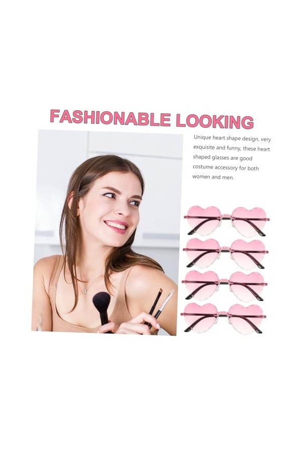 OATIPHO 4Pcs Lunettes De Coeur Lunettes En Forme De Coeur Lunettes De Soleil Roses Lunettes De Fête Décor Lunettes De Fête Po
