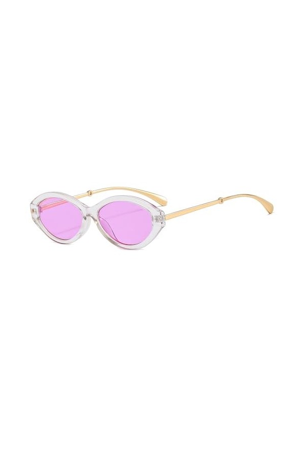 Lunettes De Soleil œil De Chat Punk pour Femmes, Vintage, Ovales, à La Mode, Uv400, Gafas De Sol, 2023 Color:Purple 