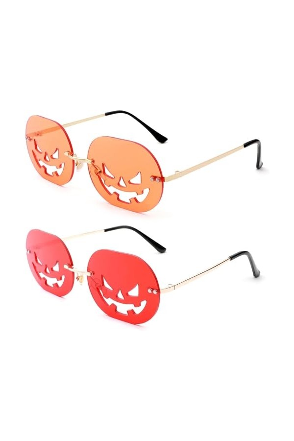 Theaque Lunettes de soleil sans monture en forme de cornes de diable en forme de cœur pour Halloween et femme 14 