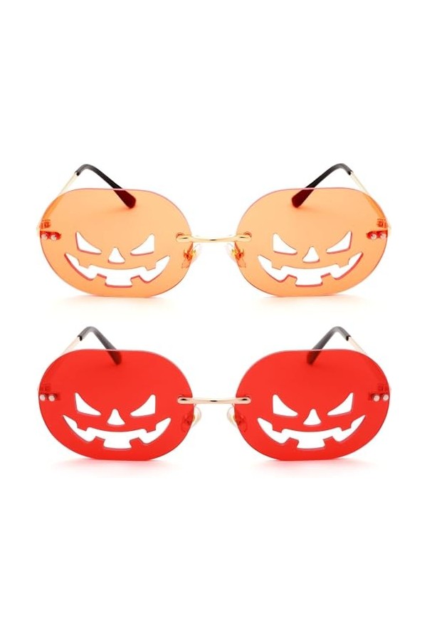Theaque Lunettes de soleil sans monture en forme de cornes de diable en forme de cœur pour Halloween et femme 14 
