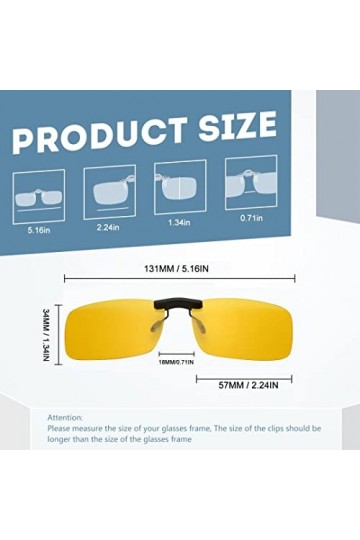 Long Keeper Clip Lunettes de Soleil Polarisées Unisexes, Clip Solaire pour Lunettes de Vue, Sur Lunette de Soleil Polarisé Cl