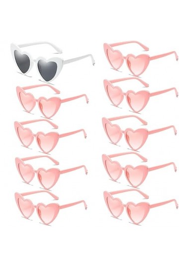 kiimiipa Lot de 10 lunettes de soleil en forme de cœur, lunettes de soleil vintage en forme de cœur pour femme, homme, enfant