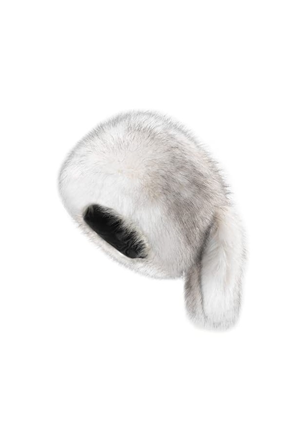 YJZQ Bonnet pour femme en fourrure synthétique russe pour femme - Faux renard chaud - Doux et chaud - Pour lhiver - Style co