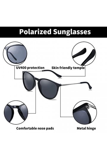 Heyu-Lotus Lot de 2 paires de lunettes de soleil polarisées rondes vintage pour femme, 1, M