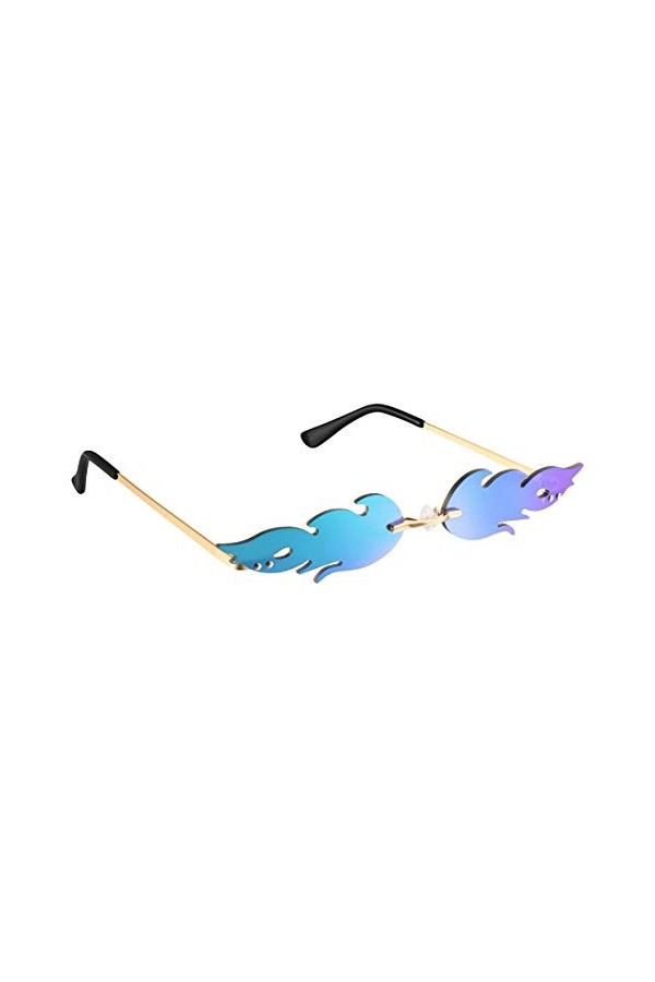 Tomaibaby 1 Pièce Lunettes de Soleil Flamme de Feu Flamme Lunettes de Soleil sans Monture Nouveauté Forme de Feu Lunettes de 