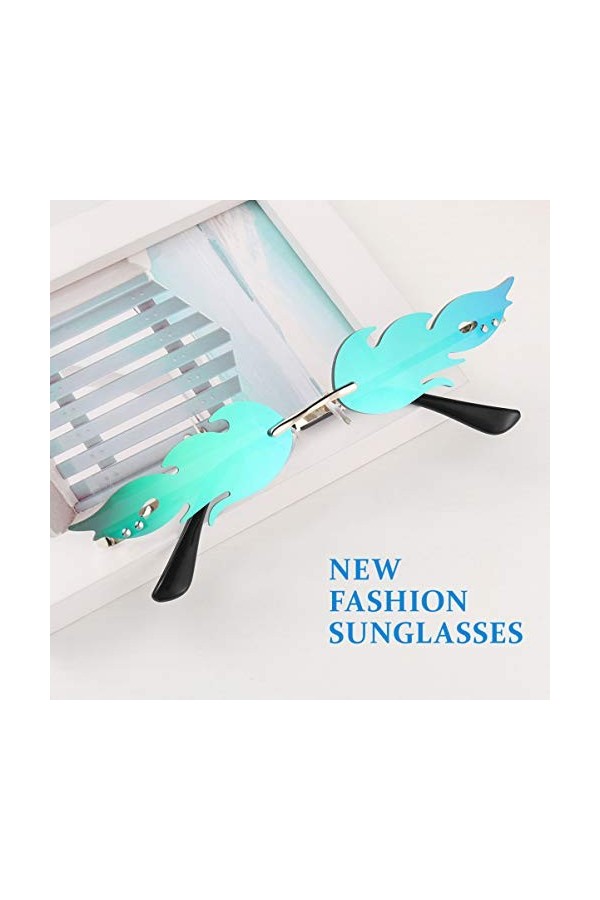 Tomaibaby 1 Pièce Lunettes de Soleil Flamme de Feu Flamme Lunettes de Soleil sans Monture Nouveauté Forme de Feu Lunettes de 