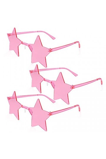 Lunettes de soleil sans monture en forme détoile pour homme et femme, 3 paires - Rose