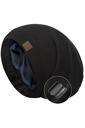 Hat Hut Bonnet de sommeil en satin de soie pour dormir - Bonnet doublé de soie pour cheveux naturels bouclés - Bonnet de nuit
