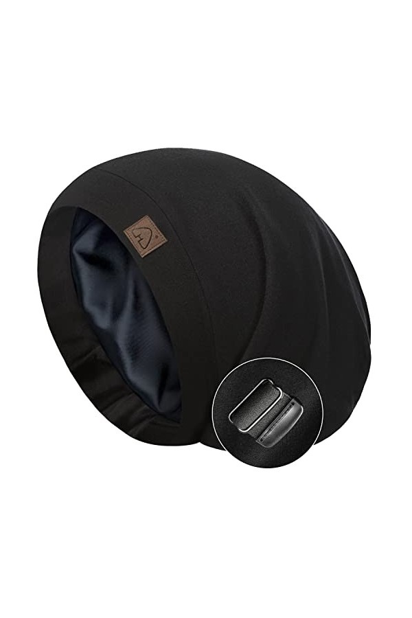 Hat Hut Bonnet de sommeil en satin de soie pour dormir - Bonnet doublé de soie pour cheveux naturels bouclés - Bonnet de nuit