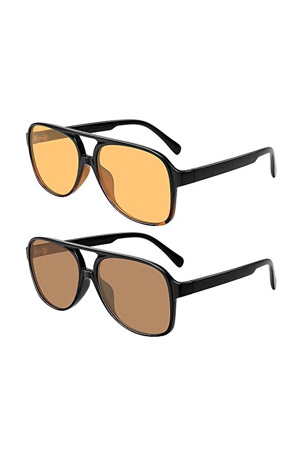 WOWSUN Lunettes de soleil polarisées classiques pour homme et femme avec étui, Lentille verte - Cadre doré