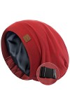 Hat Hut Bonnet de sommeil en satin de soie pour dormir - Bonnet doublé de soie pour cheveux naturels bouclés - Bonnet de nuit