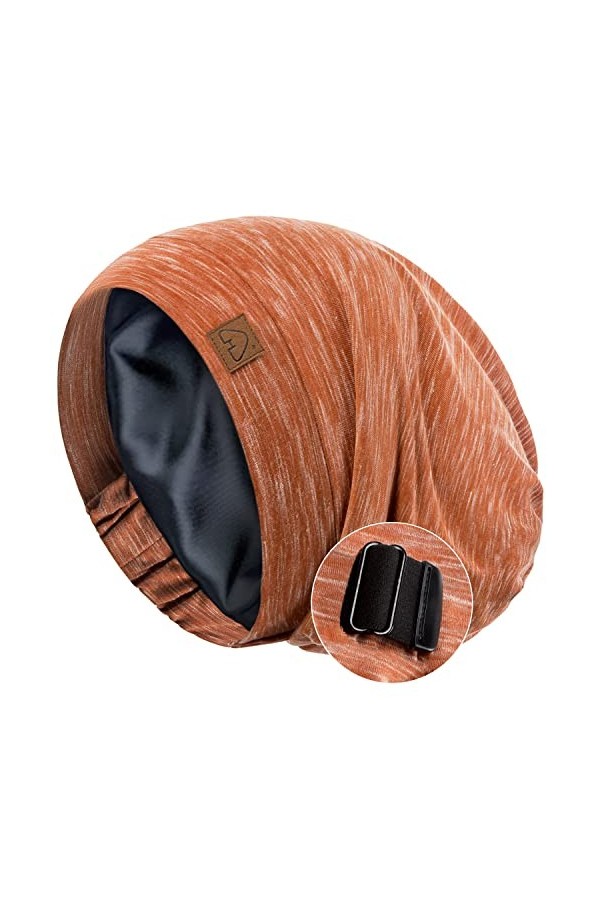 Hat Hut Bonnet de sommeil en satin de soie pour dormir - Bonnet doublé de soie pour cheveux naturels bouclés - Bonnet de nuit