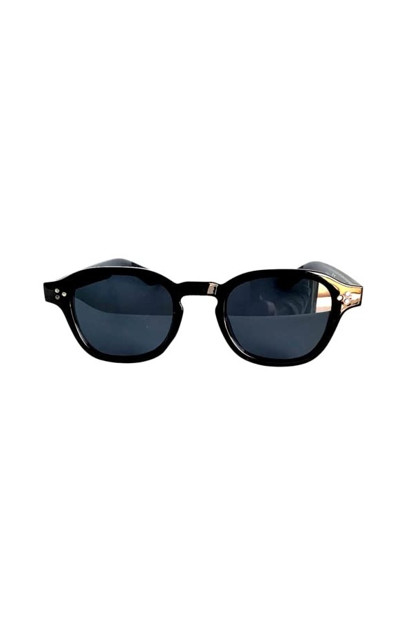 Vintange Sunglasses LUNETTES DE SOLEIL TYPE MOSCOT JHONNY DEPP OVALE BOMBÉES POV UV 400, Noir , Medium