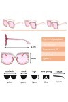 Lot de 3 paires de lunettes de soleil rectangulaires surdimensionnées avec strass - Unisexe - Monture épaisse - Style rétro -