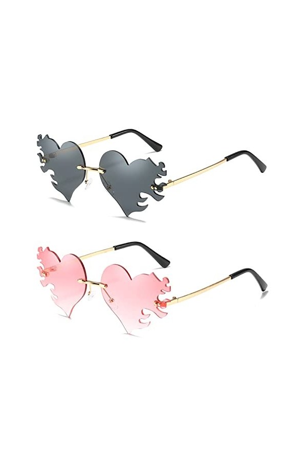 Tomicy Lunettes Coeur, Lunettes en Forme de Coeur, Lunettes de Soleil Coeur, Lunettes Coeur Hippie, Lunettes de Soleil Forme 