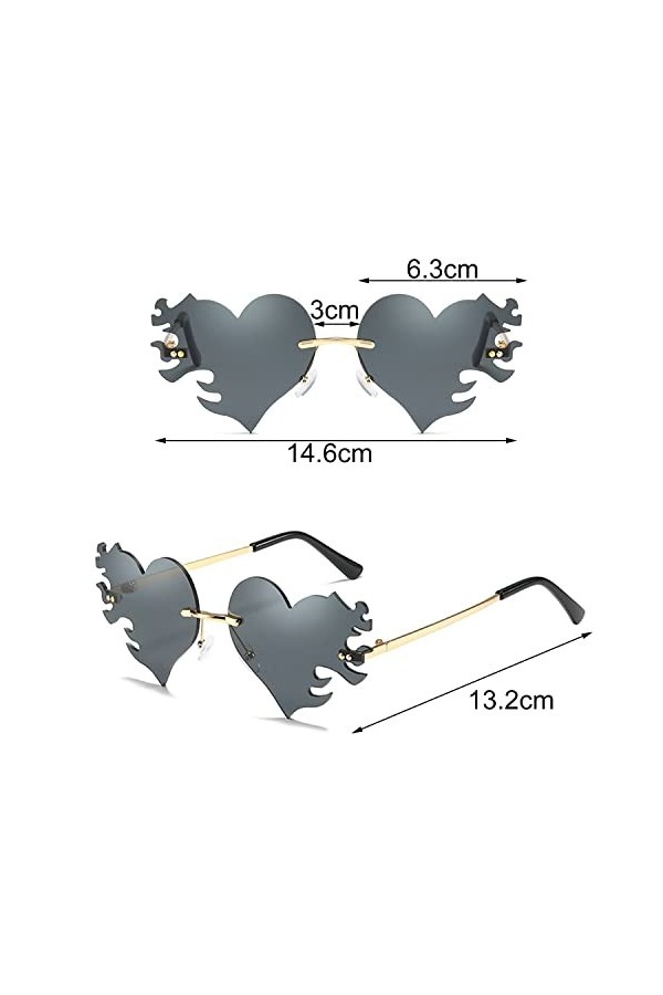 Tomicy Lunettes Coeur, Lunettes en Forme de Coeur, Lunettes de Soleil Coeur, Lunettes Coeur Hippie, Lunettes de Soleil Forme 