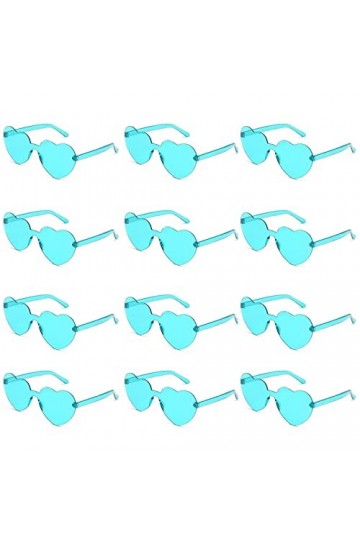 12pcs Lunettes de Soleil Coeur damour, Lunettes de Soleil sans Monture en Forme de Coeur, Lunettes de Soleil sans Monture en