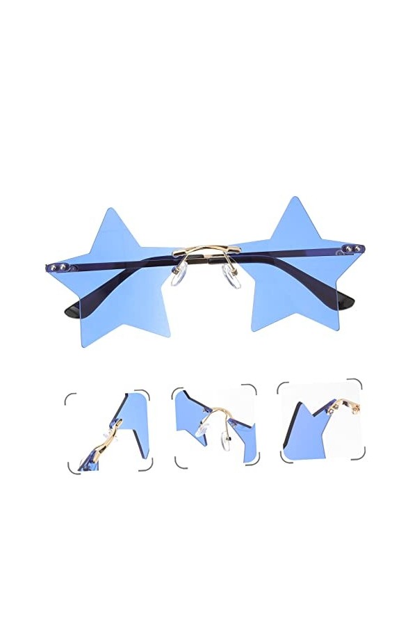 ABOOFAN 2 Paires Sans Monture Pour Lunettes Femmes Lunettes Étoiles Lunettes De Soleil De Pentagramme Femmes Carnaval Femme P