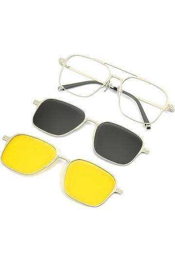 Olene Blue Lunettes de soleil polarisées 3 en 1 pour homme et femme, argenté