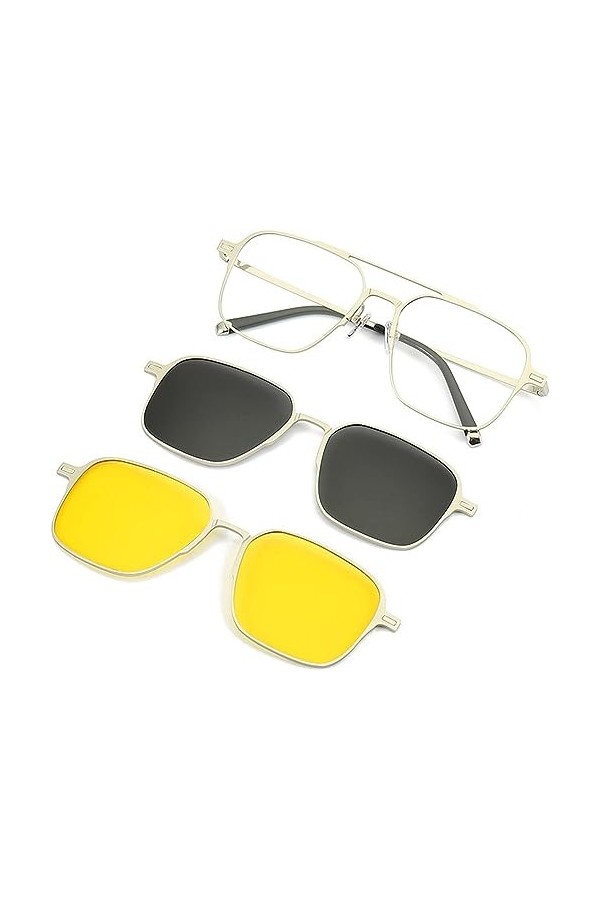 Olene Blue Lunettes de soleil polarisées 3 en 1 pour homme et femme, argenté