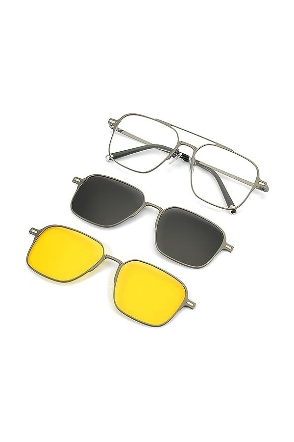 Olene Blue Lunettes de soleil polarisées 3 en 1 pour homme et femme, argenté