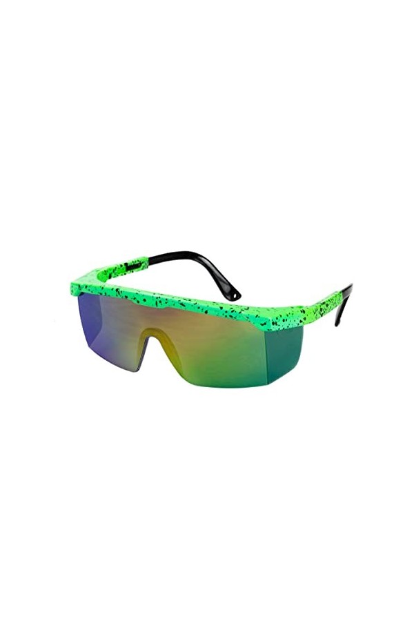 Wilbers & Wilbers Lunettes de ski rétro années 80 pour homme et femme Vert, Vert fluo, taille unique