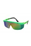 Wilbers & Wilbers Lunettes de ski rétro années 80 pour homme et femme Vert, Vert fluo, taille unique