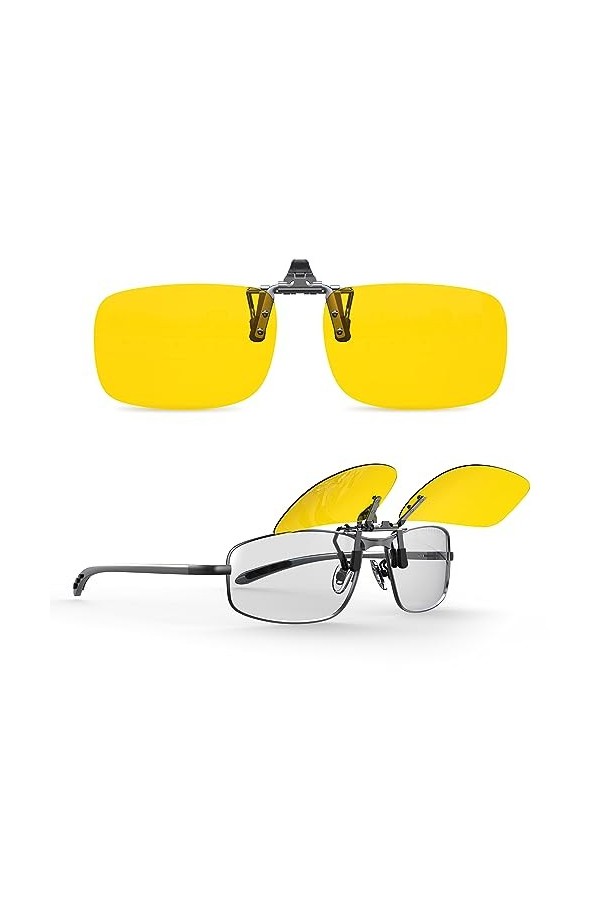 Goiteia Lunettes de conduite nocturne à clip anti-éblouissement pour hommes et femmes,Vision haute définition 57 * 36mm 